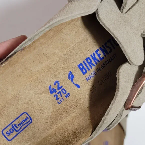 NEW Birkenstock Boston Soft Footbed Clogs Women 42 11 Taupe Suede Contemporary - Picture 6 of 7